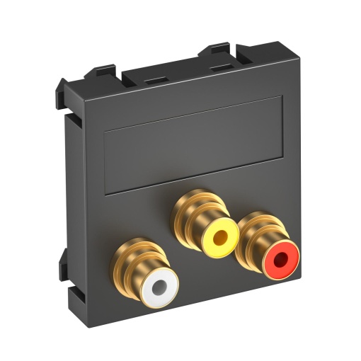 Suporte multimédia ÁudioVídeo 3x Ficha, fêmea-fêmea 45x45mm Policarbonato cinzento antracite RAL 7021