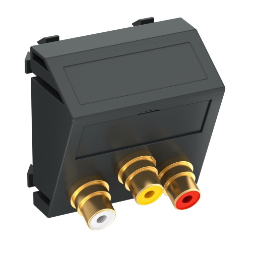 Suporte multimédia ÁudioVídeo 3x Ficha, fêmea-fêmea 45x45mm Policarbonato cinzento antracite RAL 7021