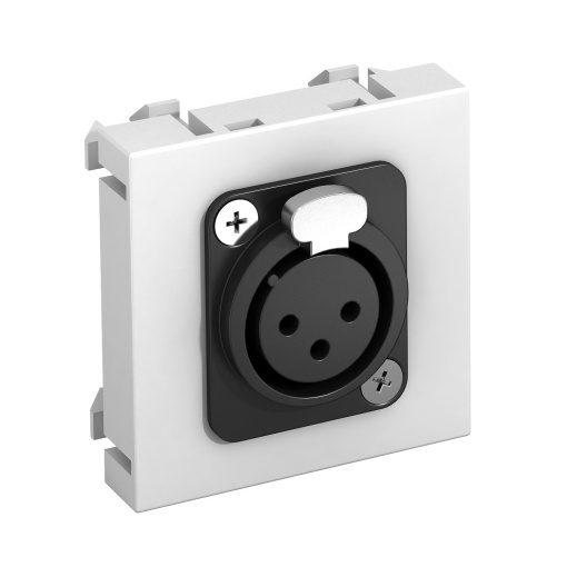 Suporte multimédia XLR 3-polos Tomada com ligação soldada 45x45mm Policarbonato branco puro RAL 9010