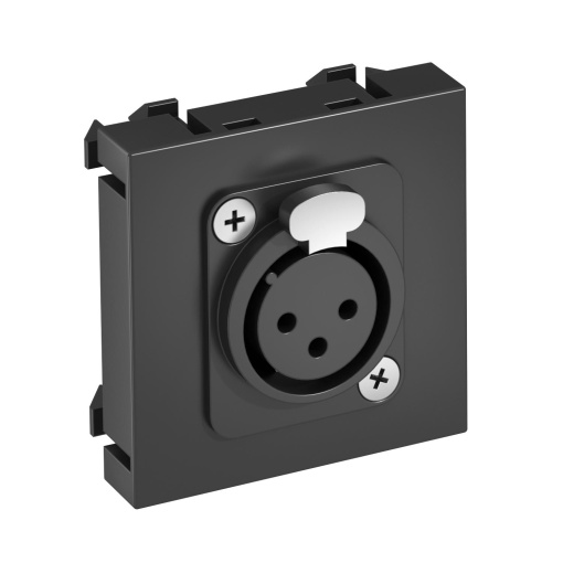 Suporte multimédia XLR 3-polos Tomada com ligação soldada 45x45mm Policarbonato cinzento antracite RAL 7021