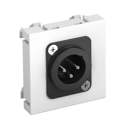 Suporte multimédia XLR 3-polos Tomada com ligação soldada 45x45mm Policarbonato branco puro RAL 9010