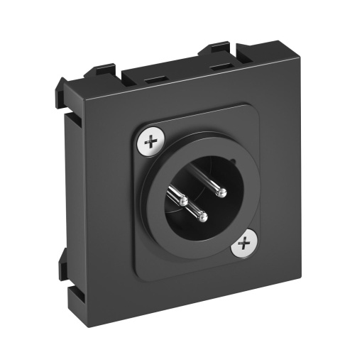 Suporte multimédia XLR 3-polos Tomada com ligação soldada 45x45mm Policarbonato cinzento antracite RAL 7021