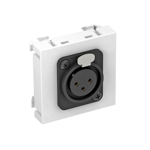Suporte multimédia XLR 3-polos Tomada com ligação roscada 45x45mm Policarbonato branco puro RAL 9010