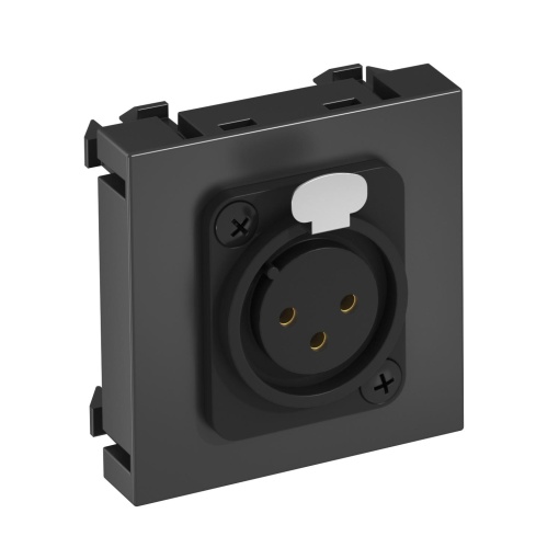 Suporte multimédia XLR 3-polos Tomada com ligação roscada 45x45mm Policarbonato cinzento antracite RAL 7021