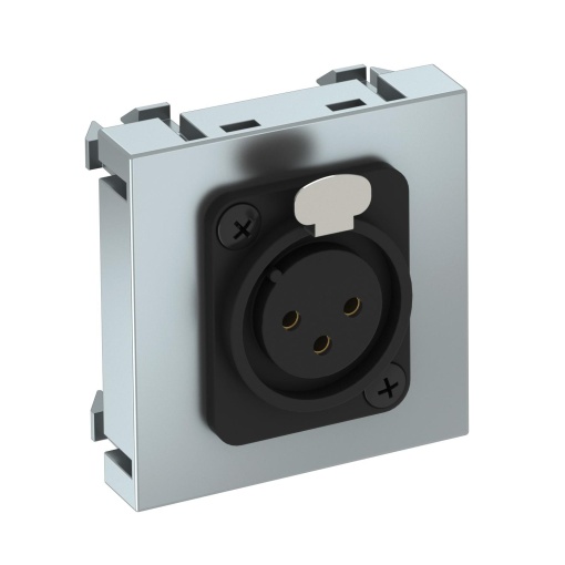 Suporte multimédia XLR 3-polos Tomada com ligação roscada 45x45mm Policarbonato alumínio lacado