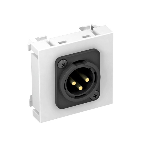 Suporte multimédia XLR 3-polos Tomada com ligação roscada 45x45mm Policarbonato branco puro RAL 9010