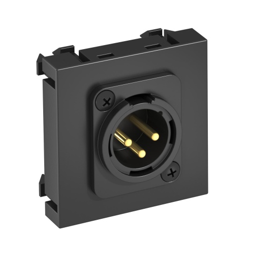Suporte multimédia XLR 3-polos Tomada com ligação roscada 45x45mm Policarbonato cinzento antracite RAL 7021