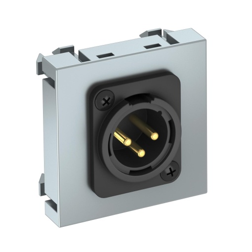 Suporte multimédia XLR 3-polos Tomada com ligação roscada 45x45mm Policarbonato alumínio lacado
