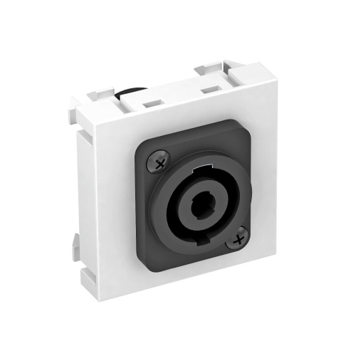 Suporte multimédia Speakon Tomada com ligação roscada 45x45mm Policarbonato branco puro RAL 9010