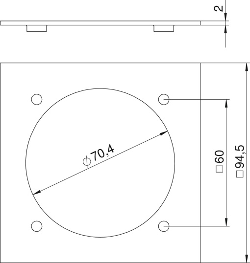 Espelho CEE, simples 95x95mm Poliamida amarelo cádmio RAL 1021