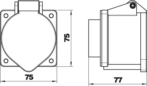 Tomada 3 polosNPE 400 V 32 A 75x75x72