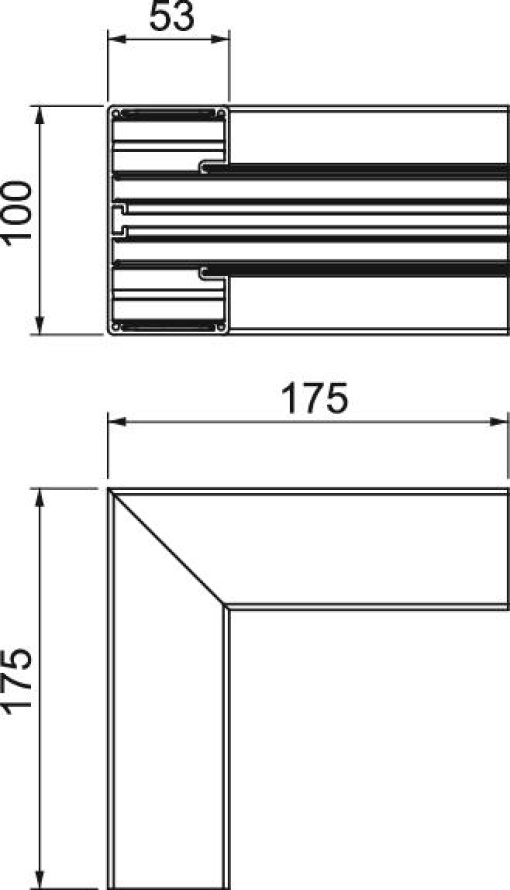 Ângulo interno Alumínio, rígido 53x100x175 Alumínio anodizado alumínio