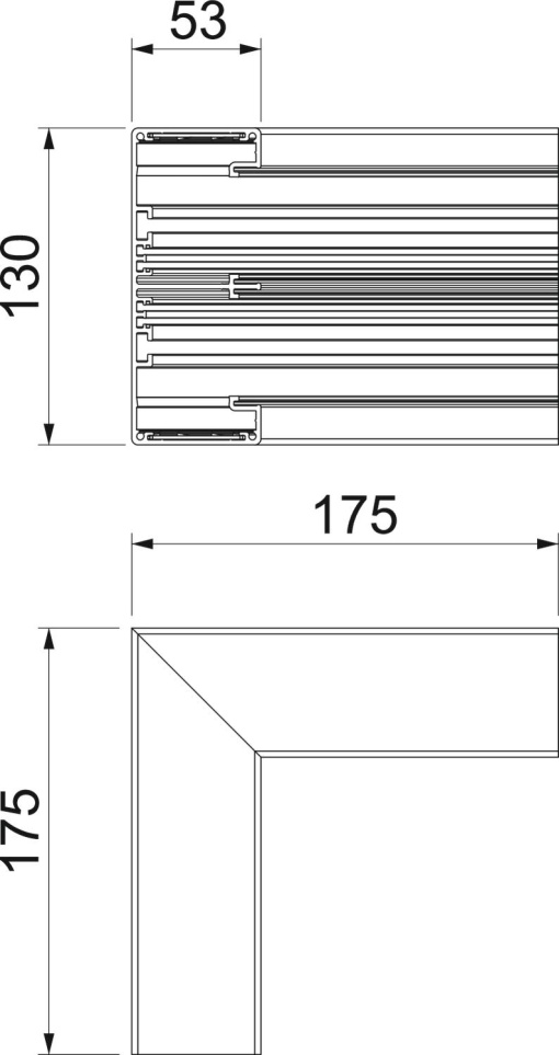 Ângulo interno Alumínio, rígido 53x130x175 Alumínio anodizado alumínio