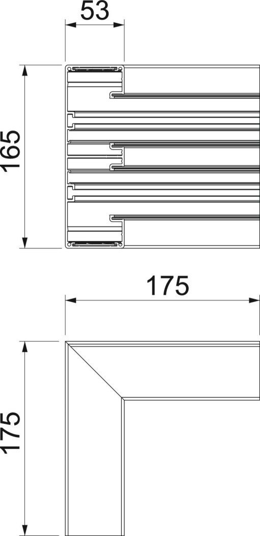 Ângulo interno Alumínio, rígido 53x165x175 Alumínio branco puro RAL 9010