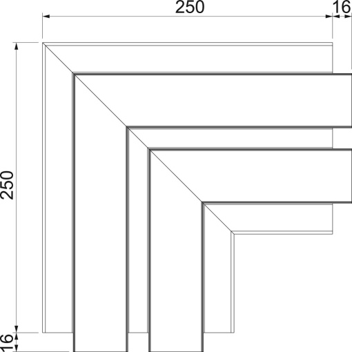 Ângulo plano Alumínio, rígido 53x165x250 Alumínio anodizado alumínio