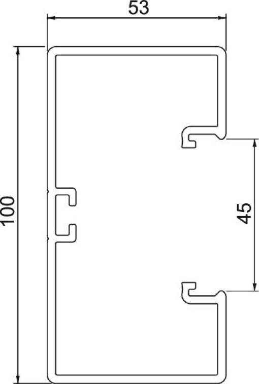 Calha técnica Rapid 45, 1 via 53x100x2000 Policloreto de vinilo branco puro RAL 9010