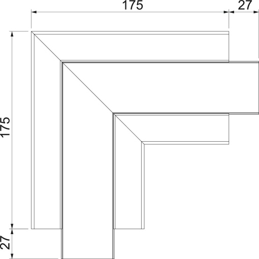 Ângulo plano rígido 200x200x100 Policarbonatoacrilonitrila-butadieno-estireno branco puro RAL 9010