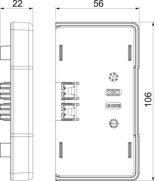 Topo para Rapid 45 100 106x56x22 Policarbonatoacrilonitrila-butadieno-estireno branco puro RAL 9010