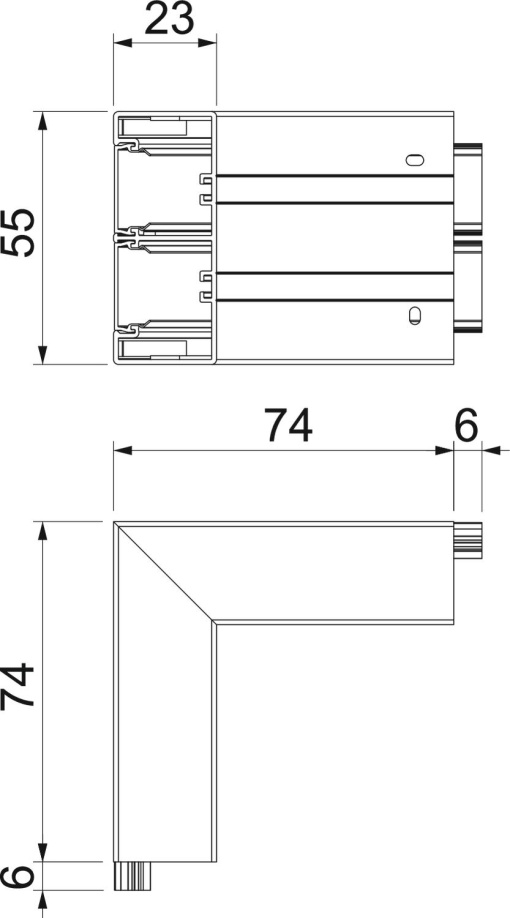 Ângulo externo rígido 190x190x130 Policloreto de vinilo branco puro RAL 9010