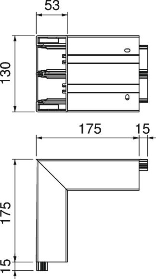Ângulo externo rígido 190x190x130 Policloreto de vinilo branco puro RAL 9010