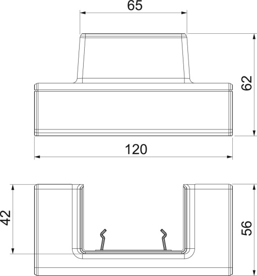 Derivação em T 100 e 165 para WDK 40060 120x62x56 Policarbonatoacrilonitrila-butadieno-estireno branco puro RAL 9010