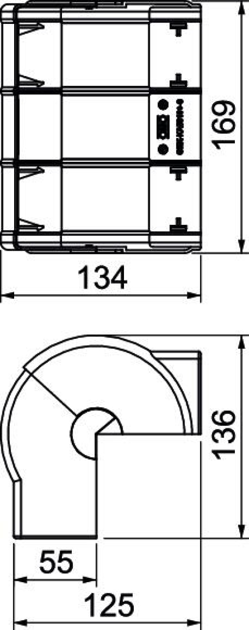 External corner variable 169x125x53 Policloreto de vinilo branco puro RAL 9010