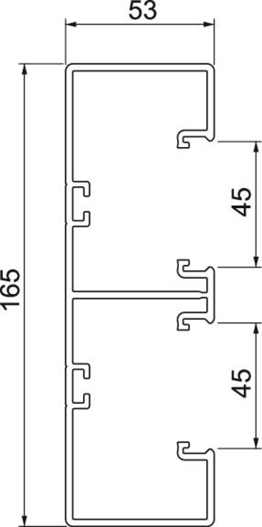 Calha técnica Rapid 45, 2 vias 53x165x2000 Policloreto de vinilo cinzento claro RAL 7035