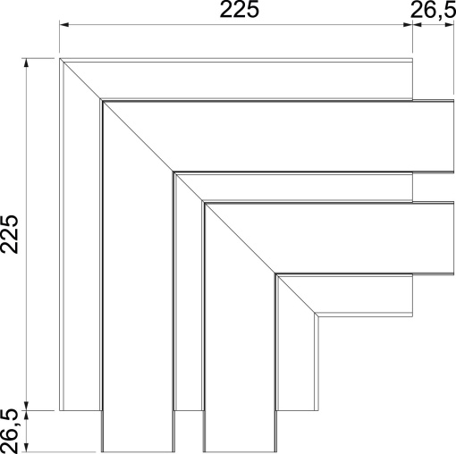 Ângulo plano rígido 200x200x165 Policloreto de vinilo cinzento claro RAL 7035