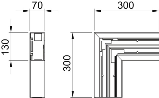 Ângulo plano, livre halogéneo 70x130 Policarbonatoacrilonitrila-butadieno-estireno branco puro RAL 9010
