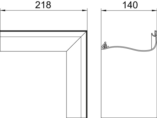 Tampa de ângulo interno GAD Desing Swing 52x140x218 Alumínio anodizado