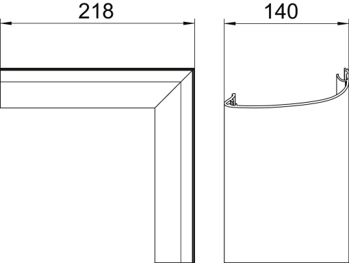 Tampa de ângulo interno GAD Desing Soft 45x140x218 Alumínio anodizado