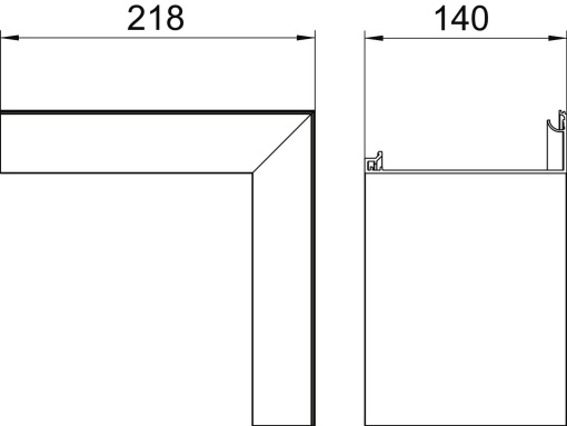 Tampa de ângulo interno GAD Desing Style 44x140x218 Alumínio anodizado