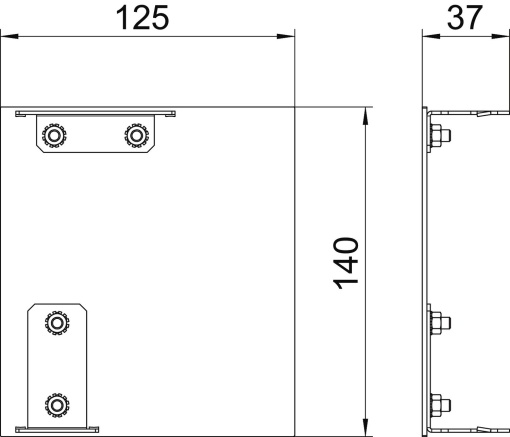 Topo direito GAD Desing Style 125x140x37 Alumínio anodizado