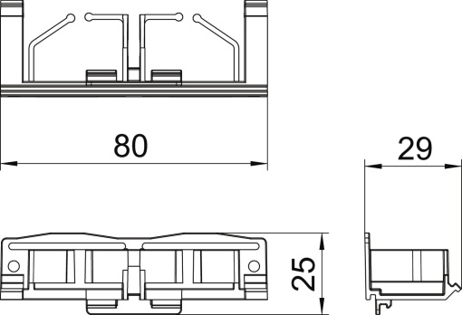 Adaptador de tampa para calha de design GAD 25x80x29 Poliamida preto RAL 9011