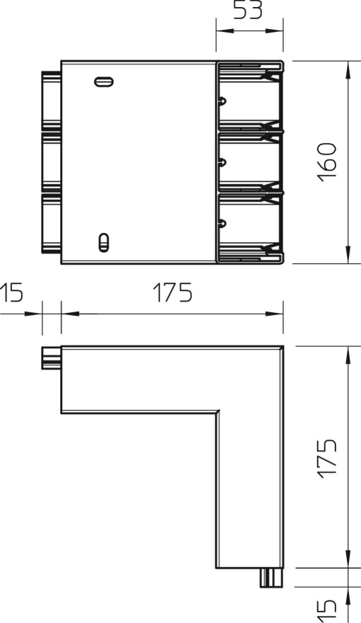 Ângulo externo rígido 53x160mm Policloreto de vinilo branco puro RAL 9010