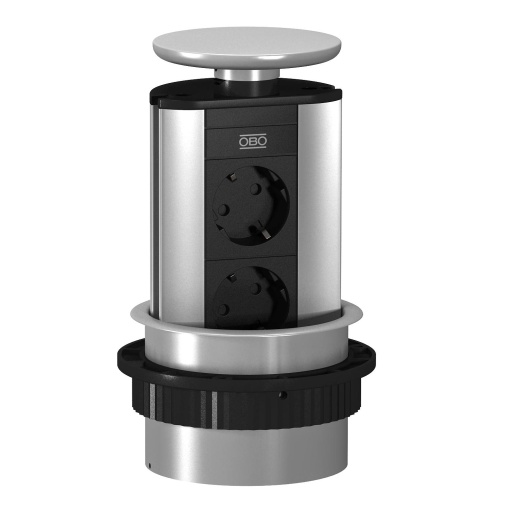 Deskbox, retrátil para montagem em mesas Alumínio anodizado alumínio