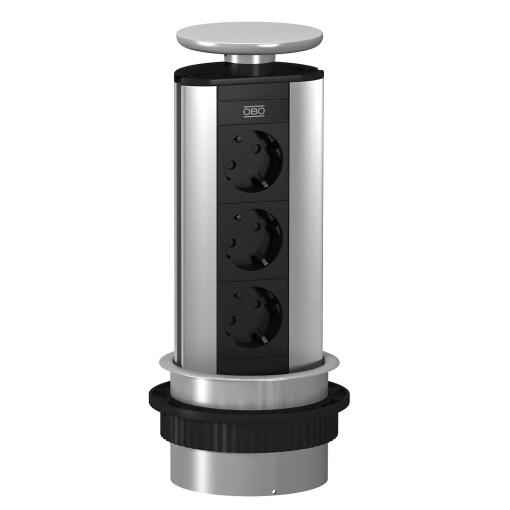 Deskbox, retrátil para montagem em mesas Alumínio anodizado alumínio