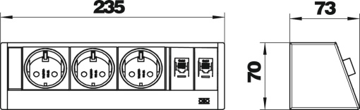 Deskbox, pré-equipada sem material de fixação Alumínio alumínio