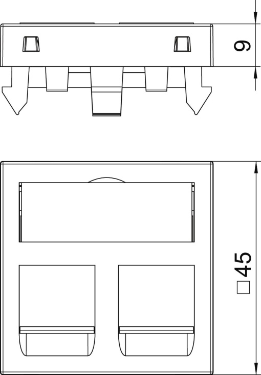 Data technology support f. 2 connection modules type B 45x45mm Policarbonato cinzento antracite RAL 7021