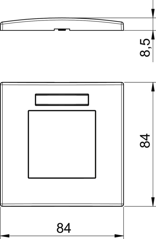 Espelho Modul 45, simples 84x84mm Policarbonato branco puro RAL 9010