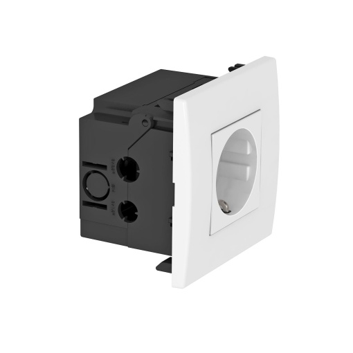 Unidade de tomadas Modul 45, simples 84x84x59mm Policarbonato branco puro RAL 9010
