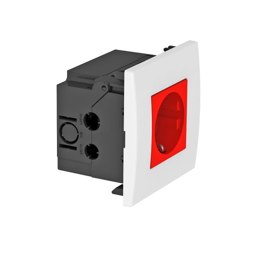 Unidade de tomadas Modul 45, simples 84x84x59mm Policarbonato vermelho RAL 3001