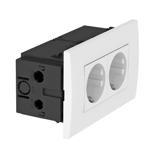 Unidade de tomadas Modul 45, duplo 84x140x59mm Policarbonato branco puro RAL 9010
