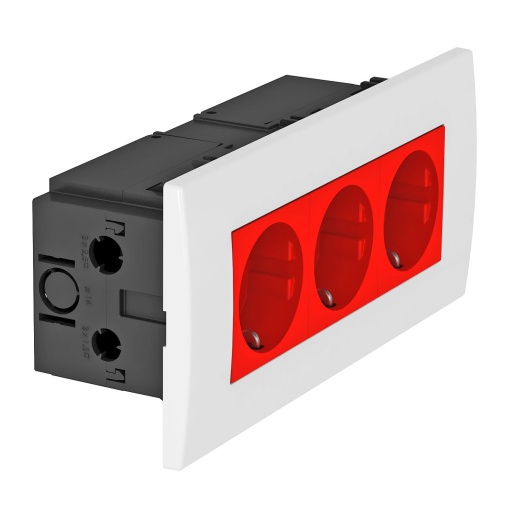 Unidade de tomadas Modul 45, triplo 84x185x59mm Policarbonato vermelho RAL 3001