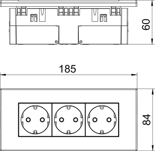 Unidade de tomadas Modul 45, triplo 84x185x59mm Policarbonato branco puro RAL 9010