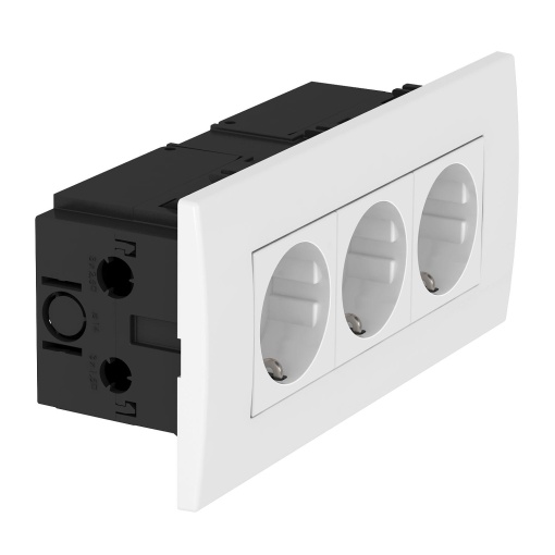 Unidade de tomadas Modul 45, triplo 84x185x59mm Policarbonato branco puro RAL 9010