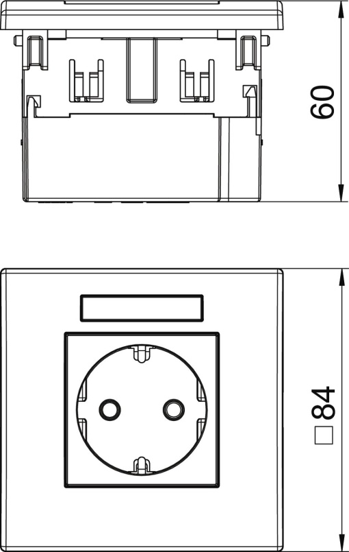 Unidade de tomadas Modul 45, simples 84x84x59mm Policarbonato vermelho RAL 3001