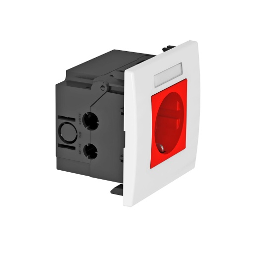 Unidade de tomadas Modul 45, simples 84x84x59mm Policarbonato vermelho RAL 3001