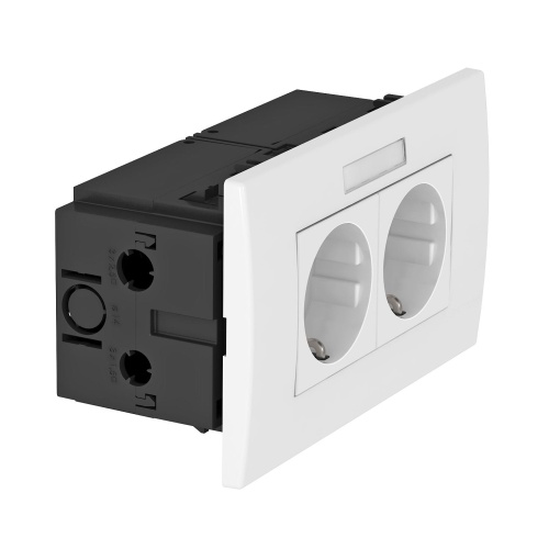Unidade de tomadas Modul 45, duplo 84x140x59mm Policarbonato branco puro RAL 9010