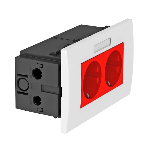 Unidade de tomadas Modul 45, duplo 84x140x59mm Policarbonato vermelho RAL 3001